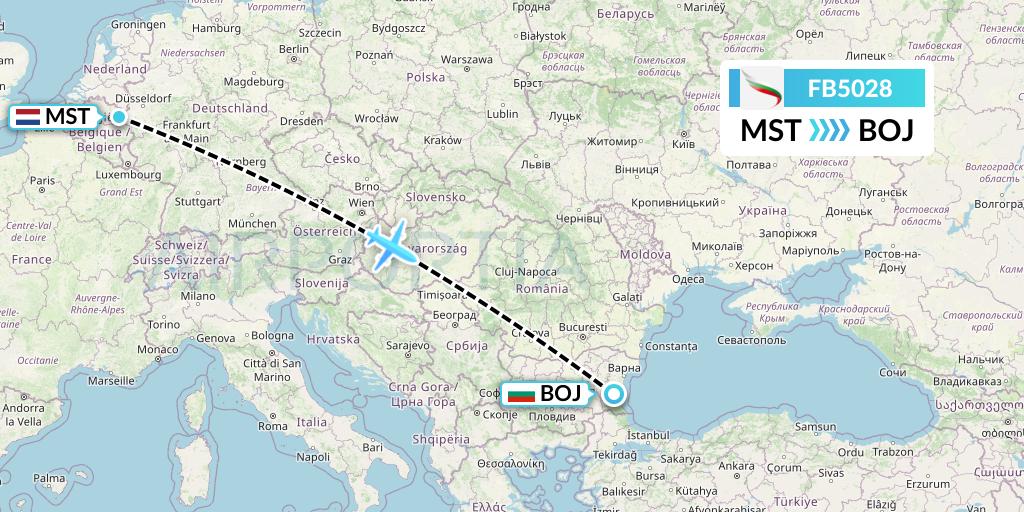 FB5028 Bulgaria Air Flight Map: Maastricht to Burgas