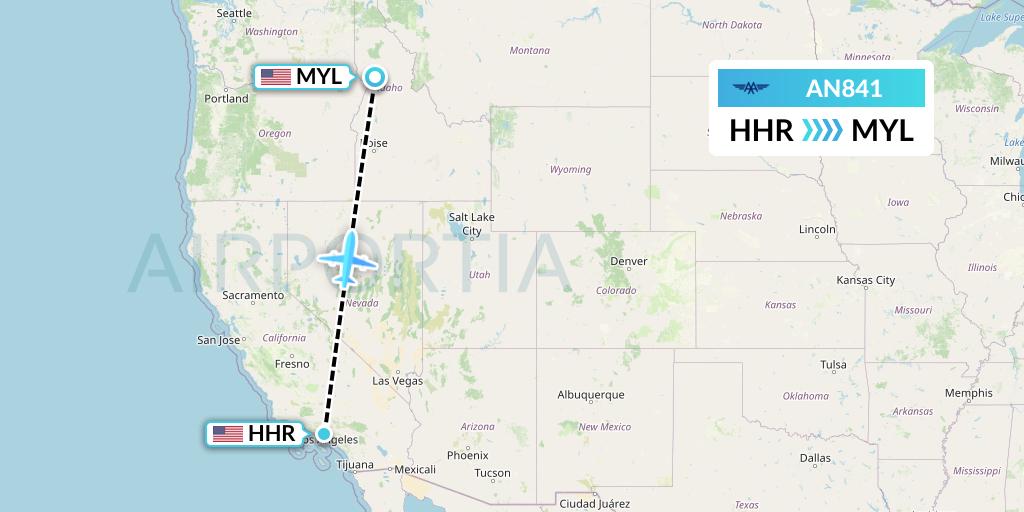 AN841 Advanced Air Flight Map: Hawthorne to Mccall