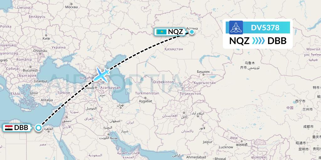 DV5378 SCAT Flight Map: Astana to El Alamein