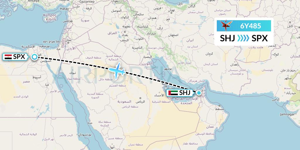 6Y485 SmartLynx Flight Map: Sharjah to Cairo