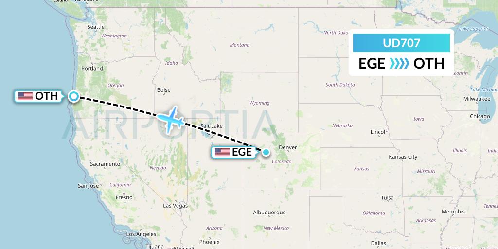 UD707 UR Airlines Flight Map: Eagle to North Bend