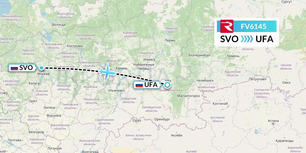 FV6145 Rossiya Flight Map: Moscow to Ufa
