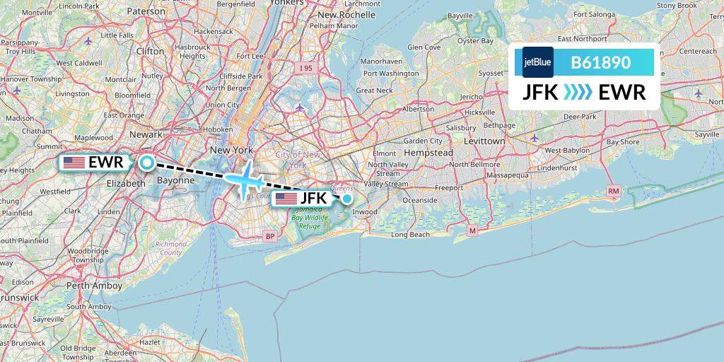 B61890 JetBlue Airways Flight Map: New York to New York