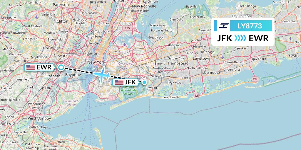 LY8773 El Al Flight Map: New York to New York