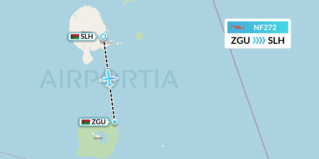 NF272 Air Vanuatu Flight Map: Gaua Island to Sola