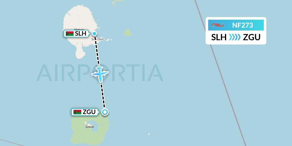 NF273 Air Vanuatu Flight Map: Sola to Gaua Island