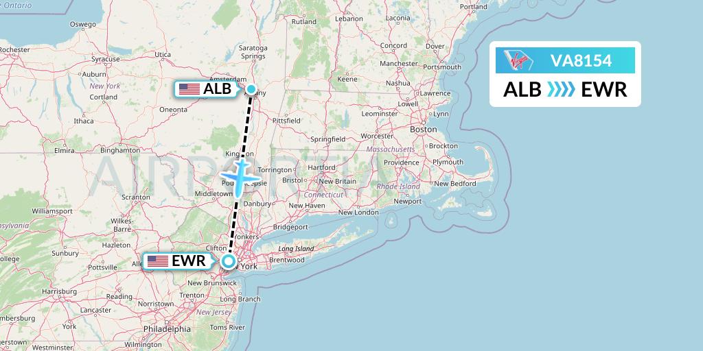 VA8154 Virgin Australia Flight Map: Albany to New York