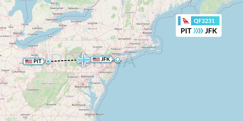 QF3231 Qantas Flight Map: Pittsburgh to New York