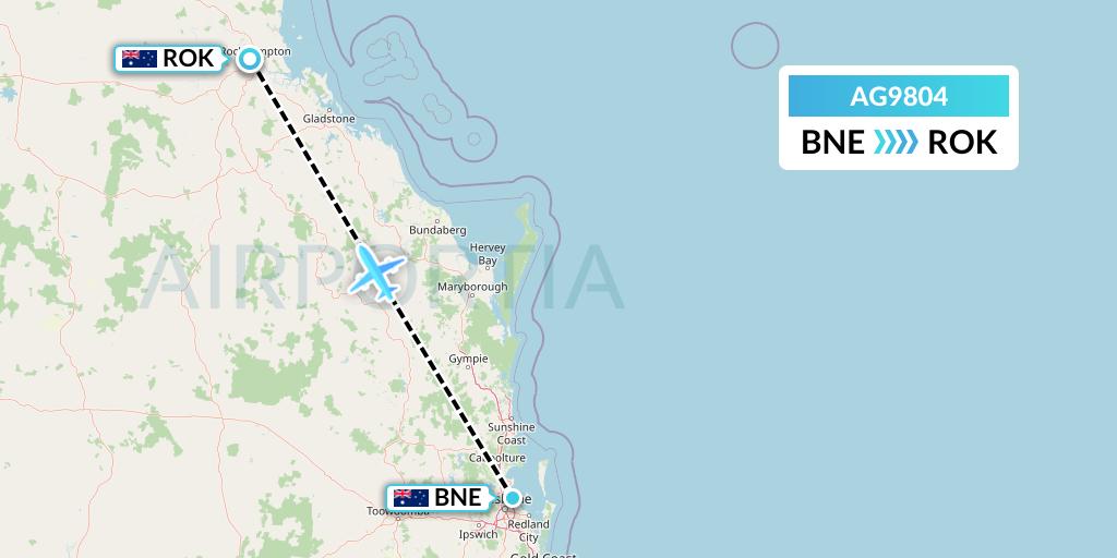 AG9804 Aruba Airlines Flight Map: Brisbane to Rockhampton