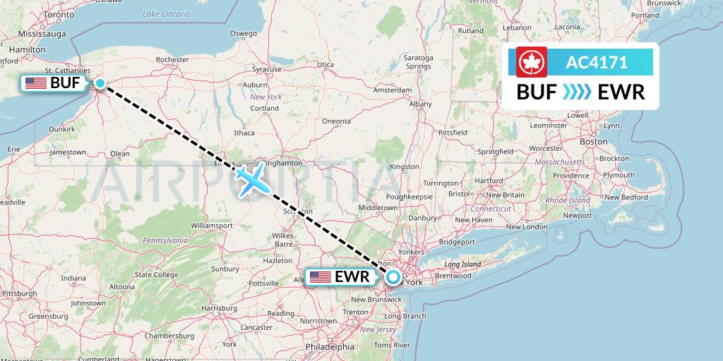 AC4171 Air Canada Flight Map: Buffalo to New York