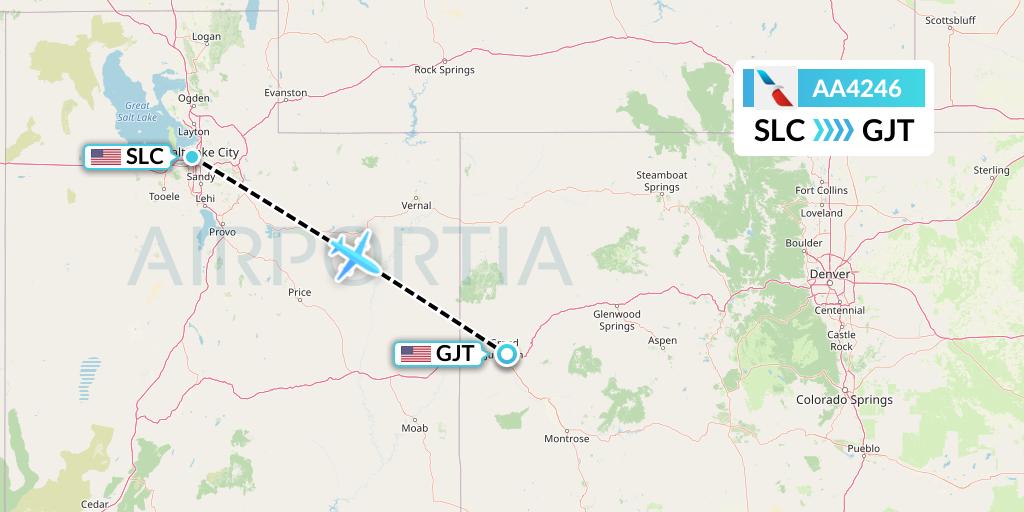 AA4246 American Airlines Flight Map: Salt Lake City to Grand Junction