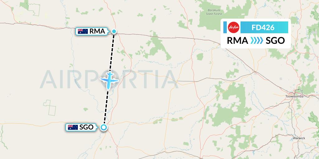 FD426 Thai AirAsia Flight Map: Roma to St George
