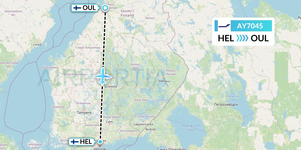 AY7045 Finnair Flight Map: Helsinki to Oulu