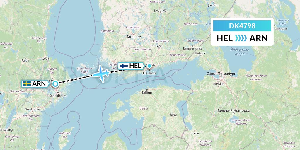 DK4798 Thomas Cook Airlines Scandinavia Flight Map: Helsinki to Stockholm
