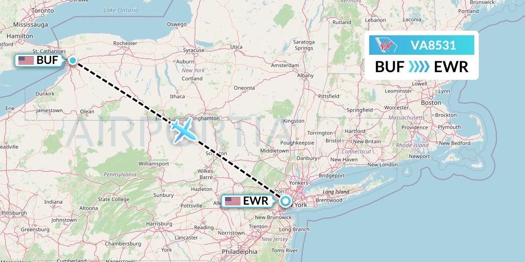 VA8531 Virgin Australia Flight Map: Buffalo to New York