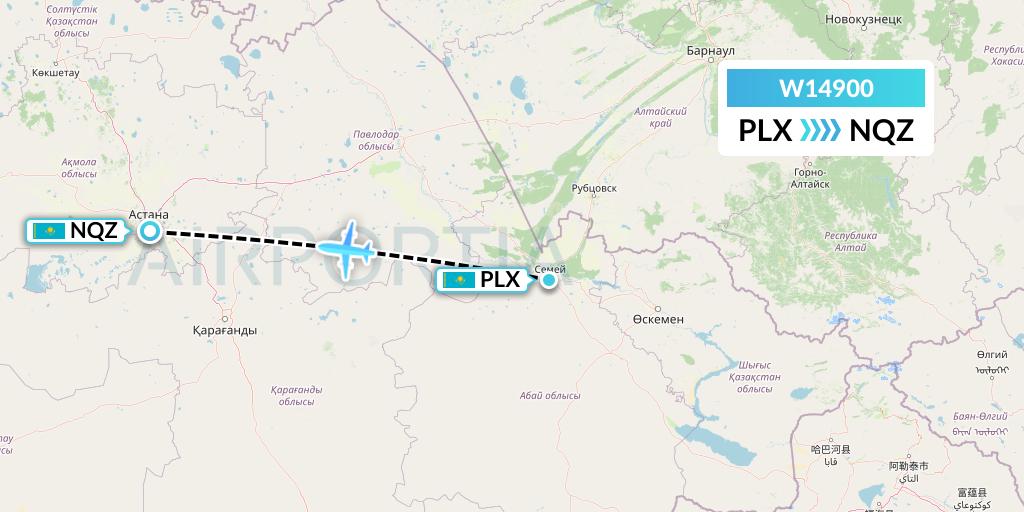 W14900 World Ticket Ltd Flight Map: Semipalatinsk to Astana