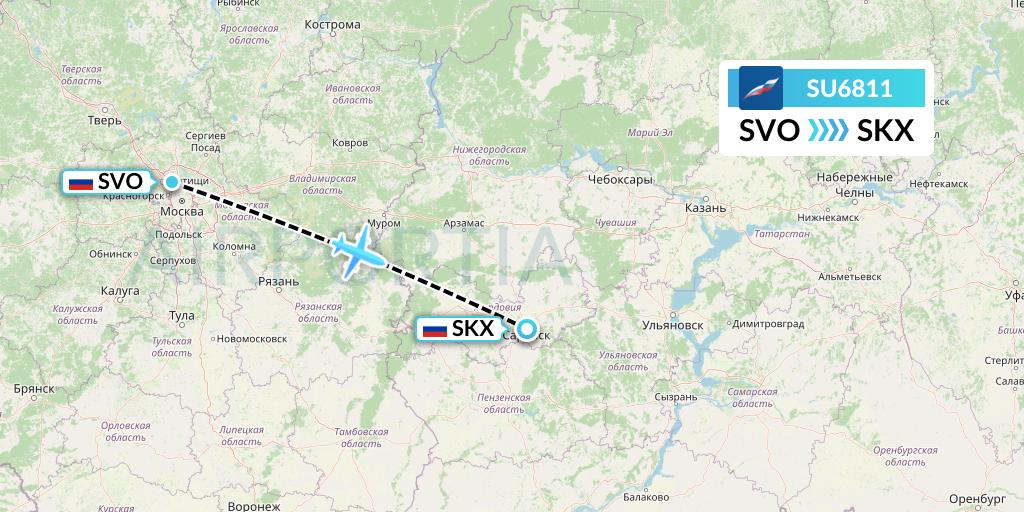 SU6811 Aeroflot Flight Map: Moscow to Saransk