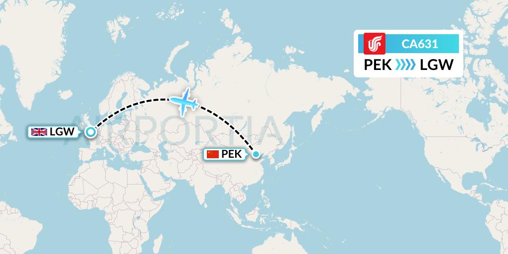 CA631 Air China Flight Map: Beijing to London