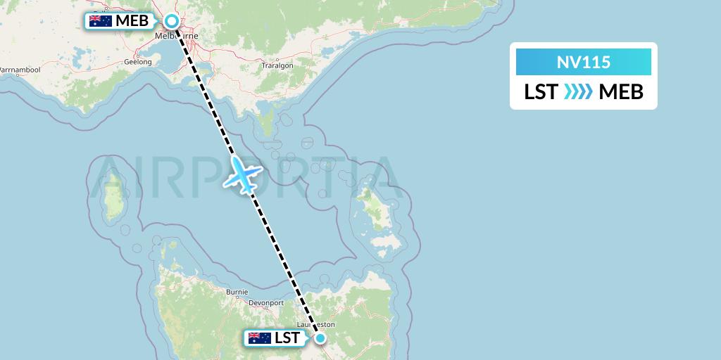 NV115 Naft Airlines Flight Map: Launceston to Essendon