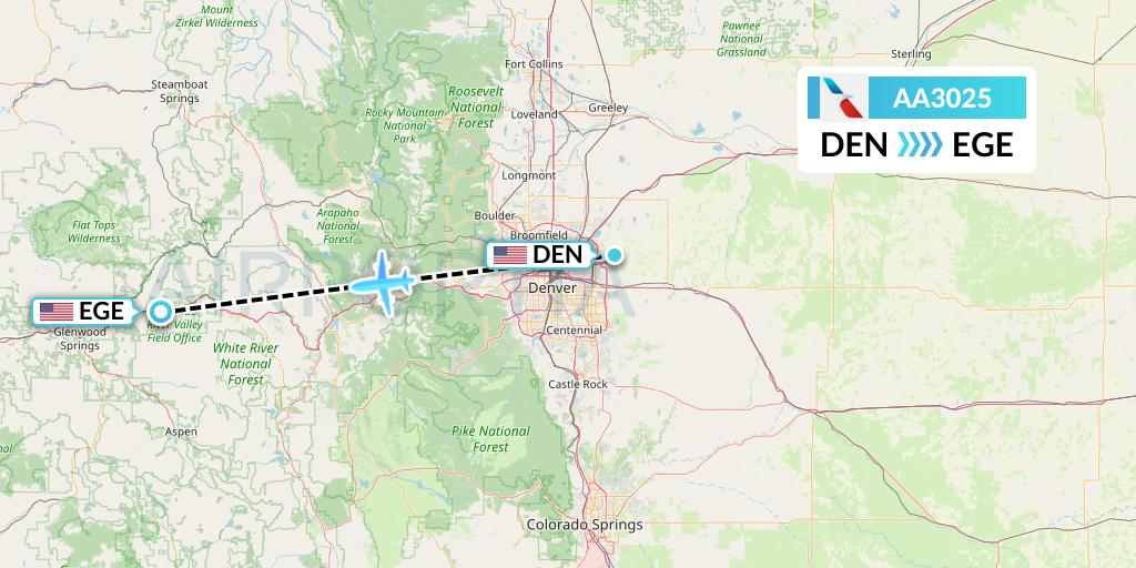 AA3025 American Airlines Flight Map: Denver to Eagle
