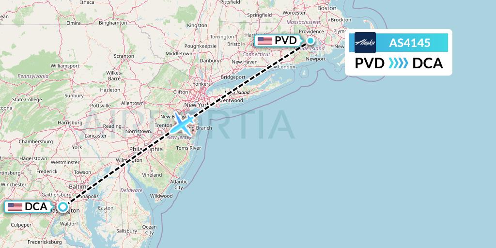 AS4145 Alaska Airlines Flight Map: Providence to Washington