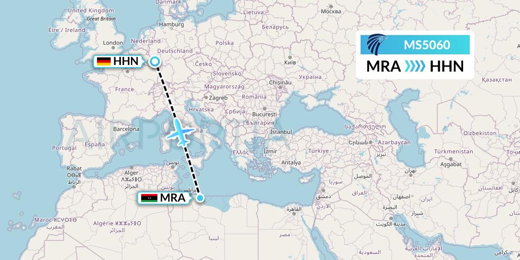 MS5060 EgyptAir Flight Map: Misrata to Hahn
