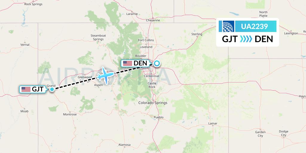 UA2239 United Airlines Flight Map: Grand Junction to Denver