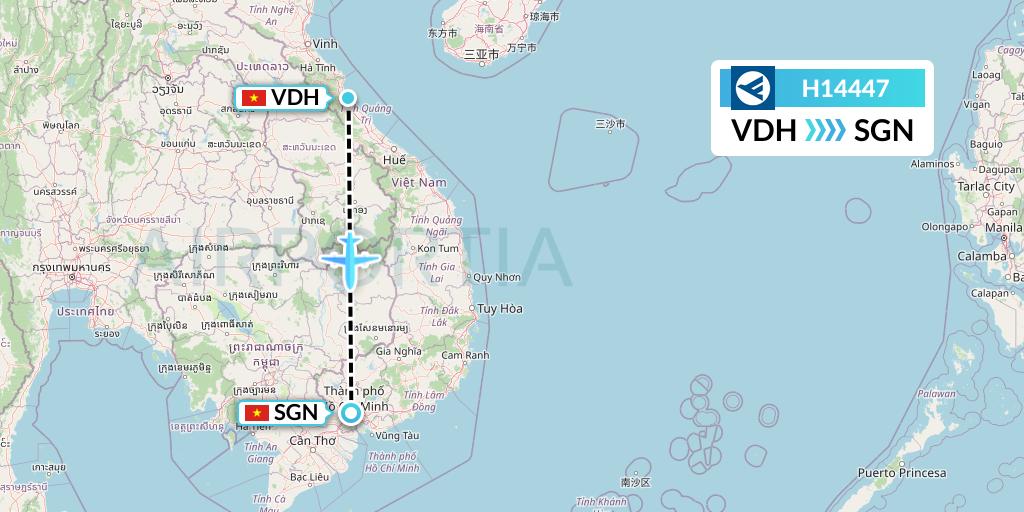 H14447 Hahn Air Systems Flight Map: Dong Hoi to Ho Chi Minh City