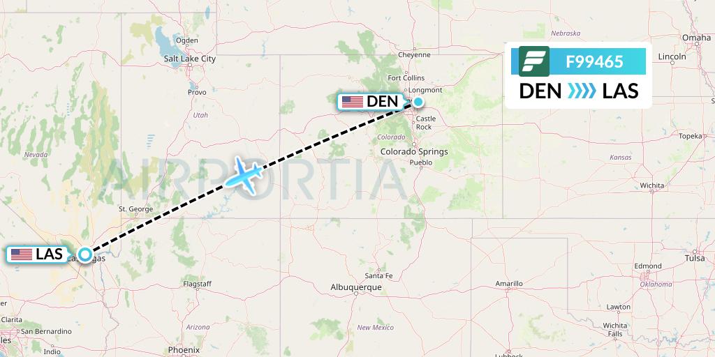 F99465 Frontier Airlines Flight Map: Denver to Las Vegas