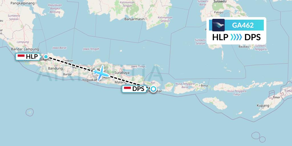 GA462 Garuda Indonesia Flight Map: Jakarta to Denpasar
