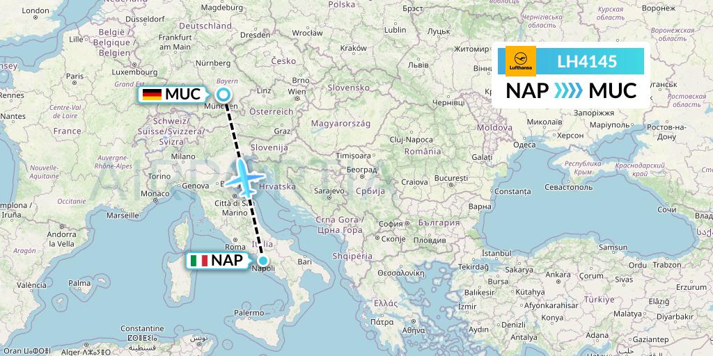 LH4145 Lufthansa Flight Map: Naples to Munich