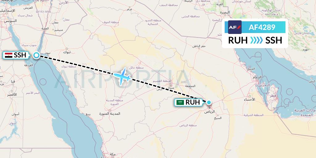 AF4289 Air France Flight Map: Riyadh to Sharm el-Sheikh