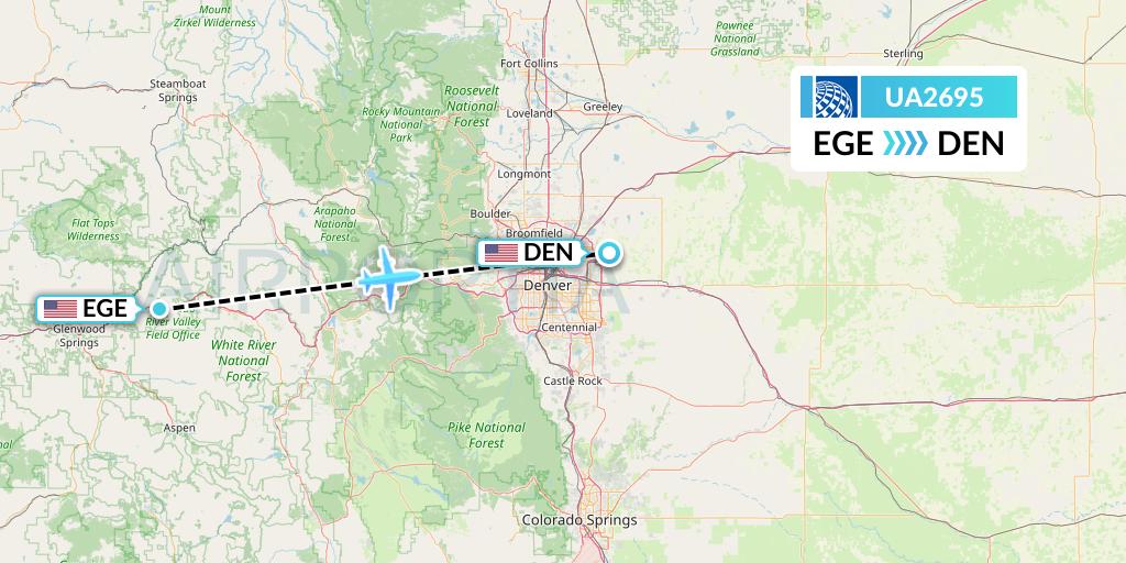 UA2695 United Airlines Flight Map: Eagle to Denver