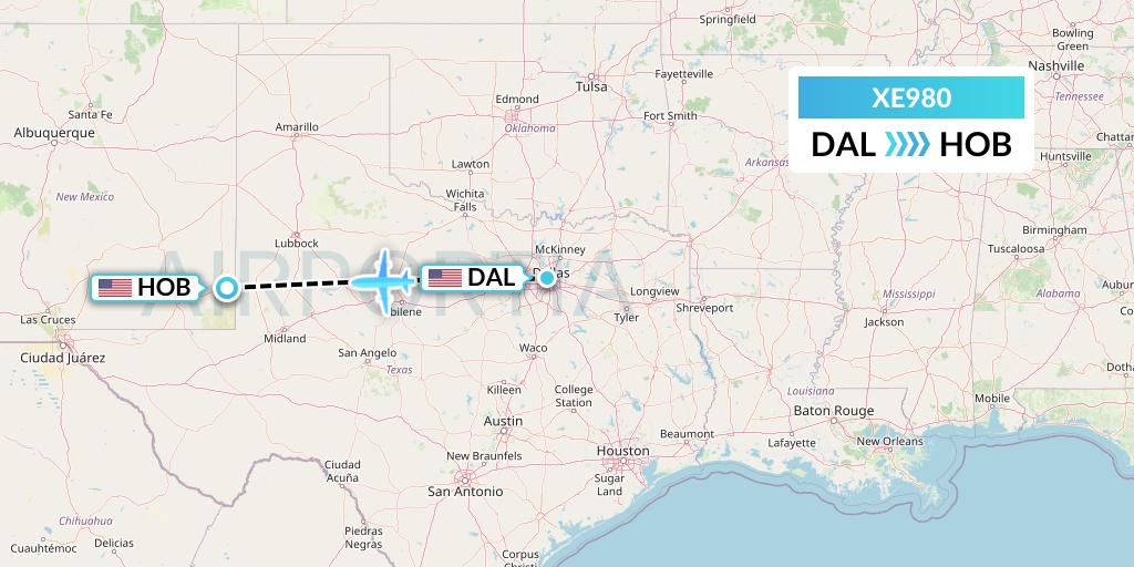 XE980 Jsx Flight Map: Dallas to Hobbs