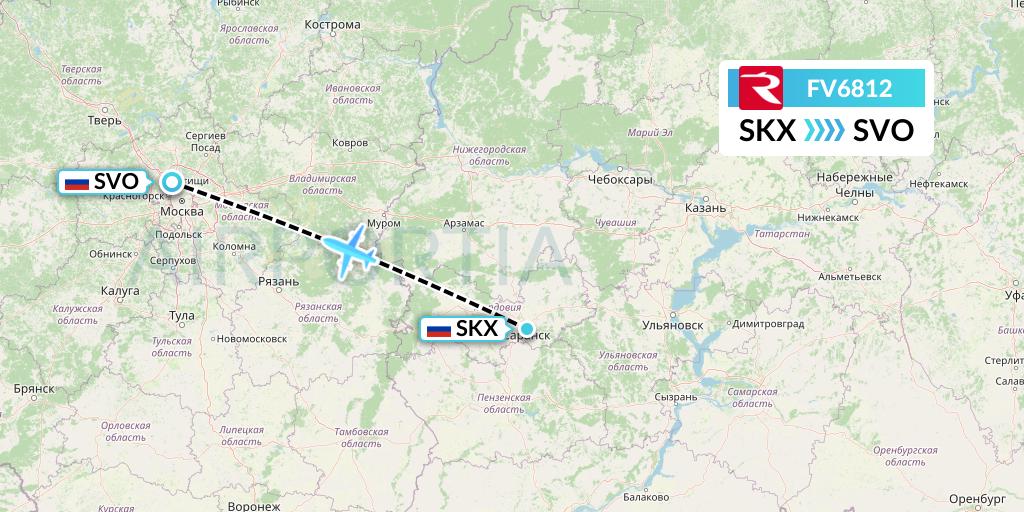 FV6812 Rossiya Flight Map: Saransk to Moscow