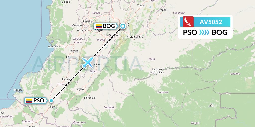 AV5052 Avianca Flight Map: Pasto to Bogota