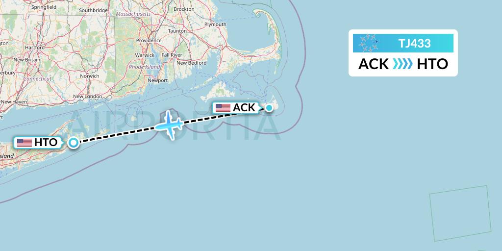 TJ433 Tradewind Aviation Flight Map: Nantucket to East Hampton