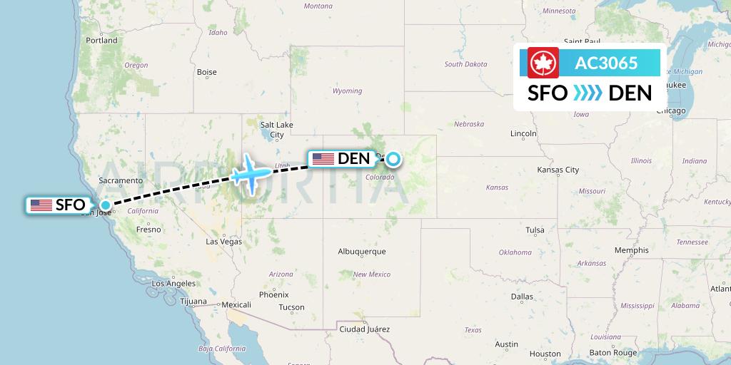 AC3065 Air Canada Flight Map: San Francisco to Denver
