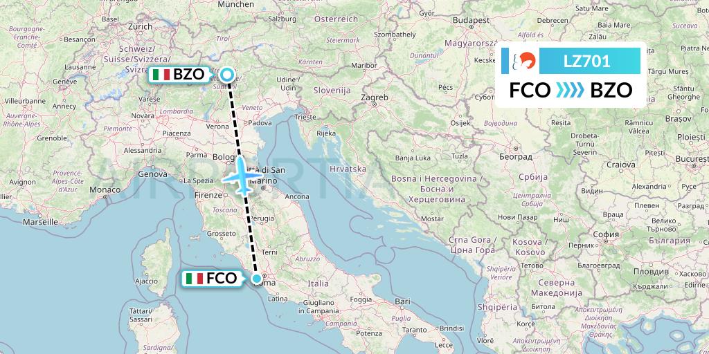 LZ701 Air Link Flight Map: Rome to Bolzano