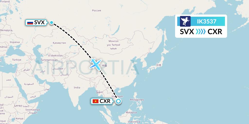 IK3537 Air Kiribati Flight Map: Yekaterinburg to Nha Trang