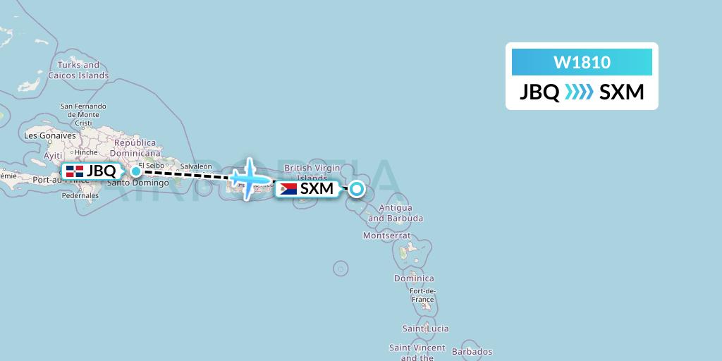 W1810 World Ticket Ltd Flight Map: Santo Domingo to Sint Maarten