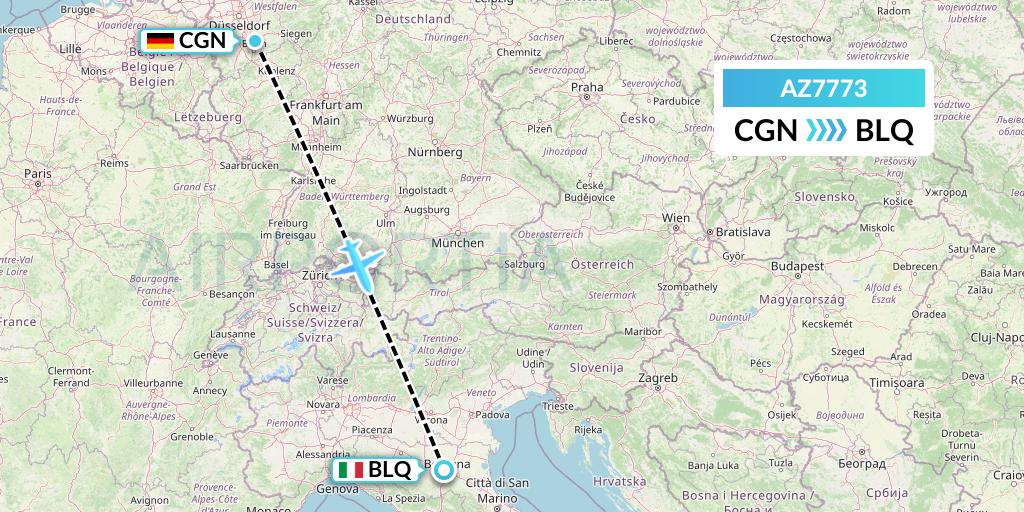 AZ7773 ITA Airways Flight Map: Cologne to Bologna