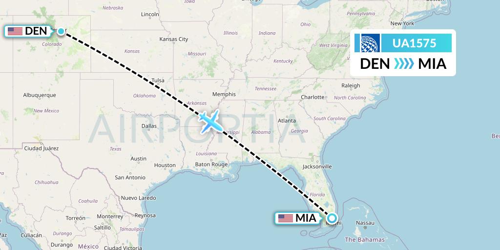 UA1575 United Airlines Flight Map: Denver to Miami