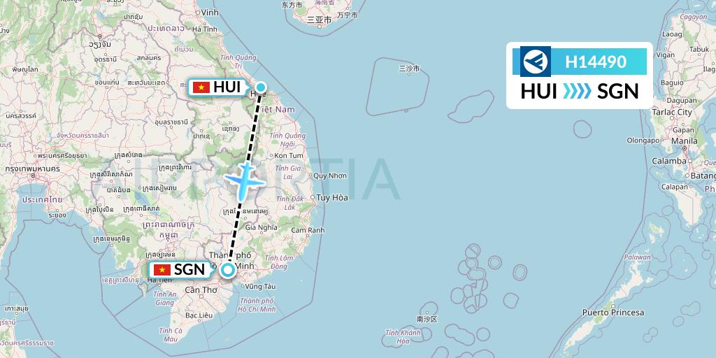 H14490 Hahn Air Systems Flight Map: Hue to Ho Chi Minh City