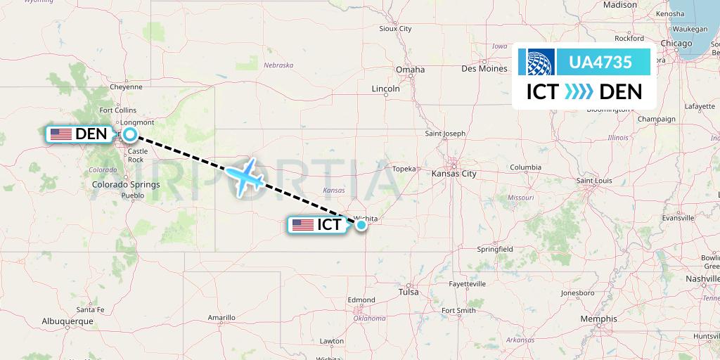 UA4735 United Airlines Flight Map: Wichita to Denver