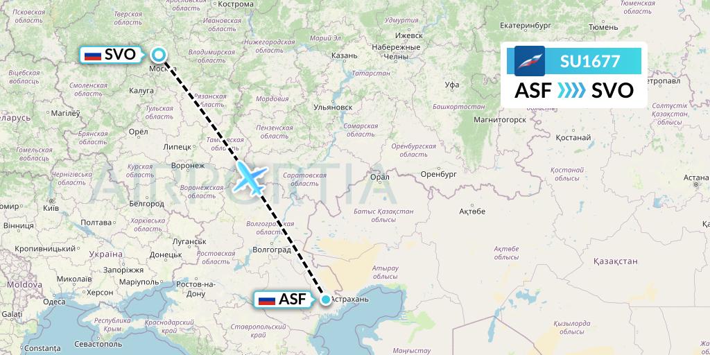 SU1677 Aeroflot Flight Map: Astrakhan to Moscow