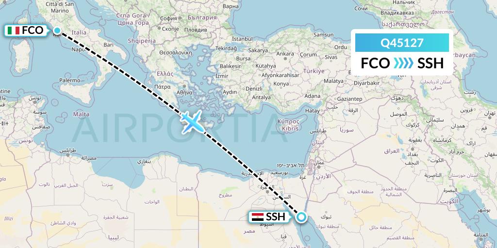 Q45127 Euroairlines Flight Map: Rome to Sharm el-Sheikh