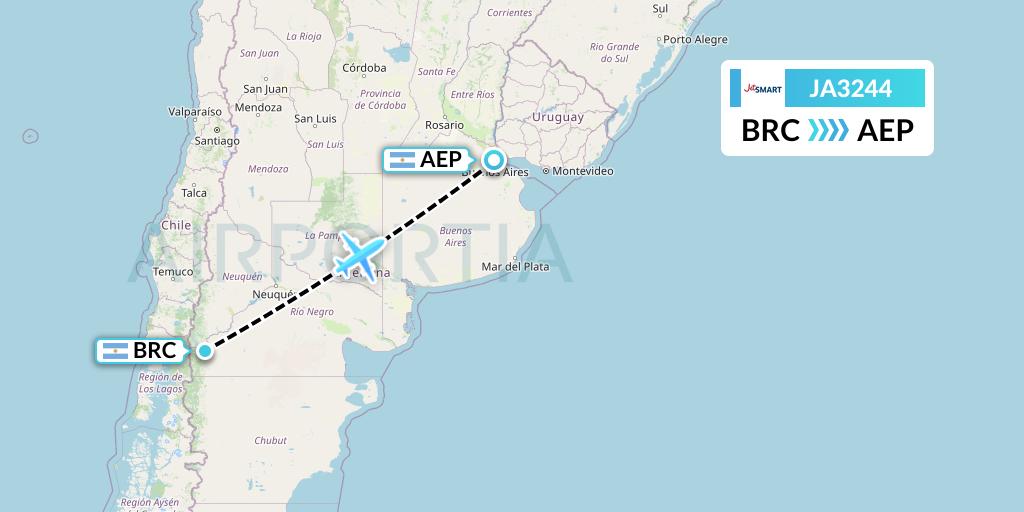 JA3244 JetSMART Flight Map: San Carlos de Bariloche to Buenos Aires