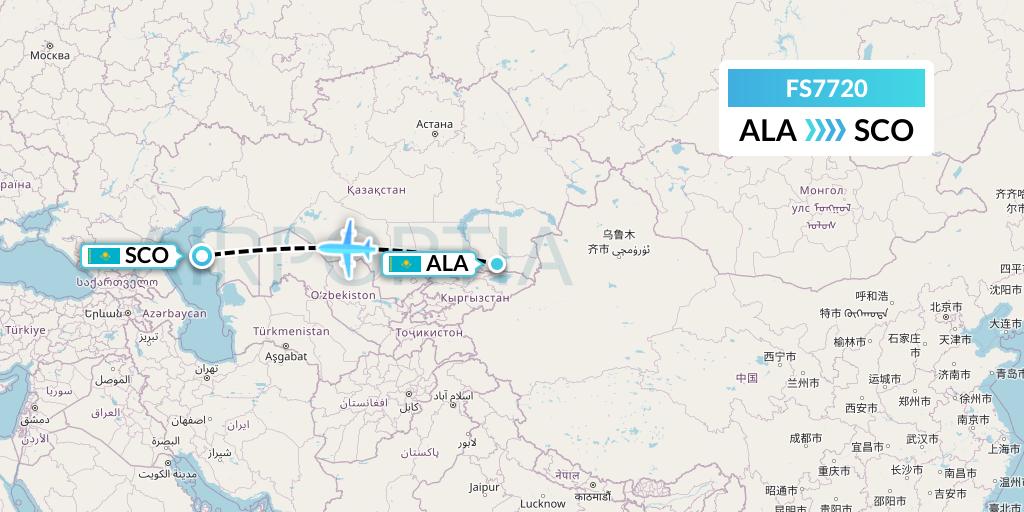 FS7720 Flyr Flight Map: Almaty to Aktau