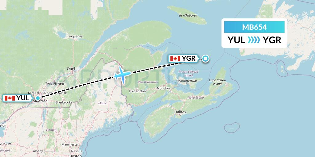MB654 MNG Airlines Flight Map: Montreal to Iles-de-la-Madeleine